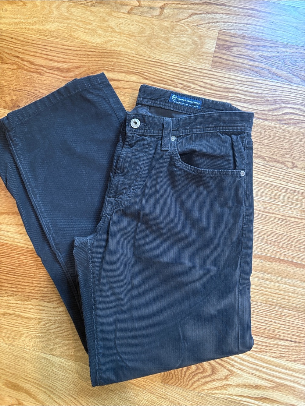 Ag Adriano Goldschmied Men’s Protege Black Corduroy Pants straight leg 5 pocket